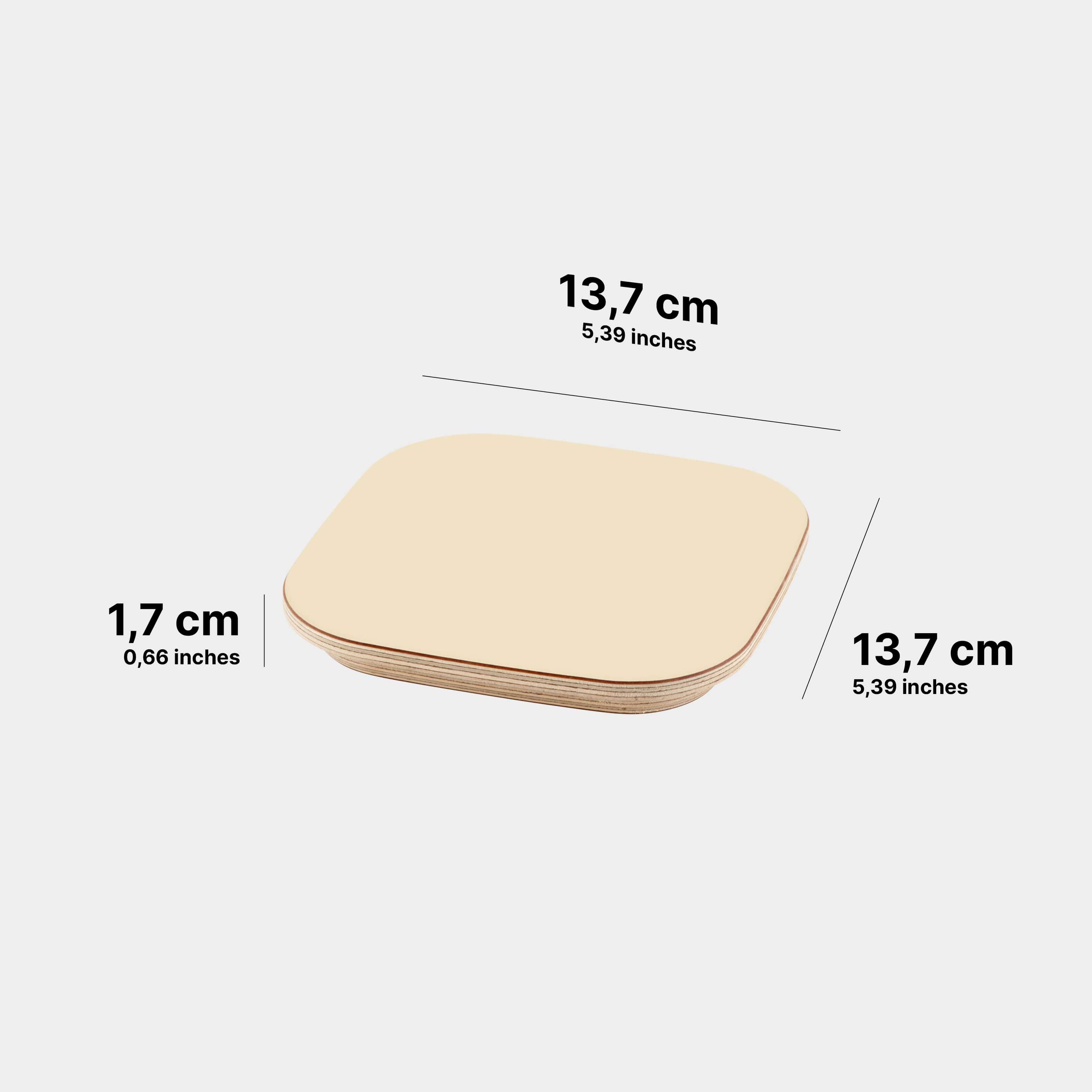 Die Masse des CoverCap Deckel für Toniebox 2 Regale in der Farbe Cream de la cream