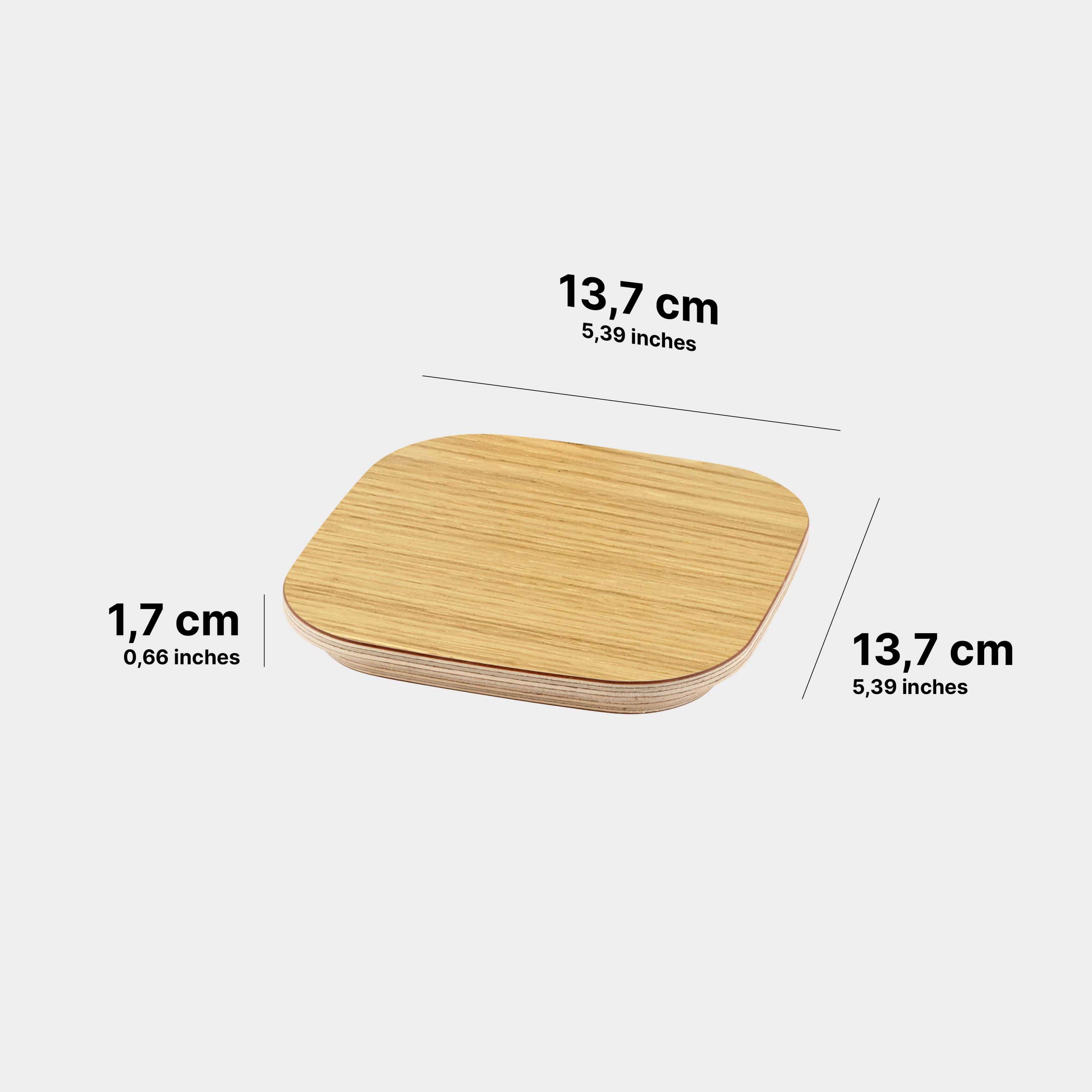 Die Masse des CoverCap Deckel für Toniebox 2 Regale in der Farbe Woodlove