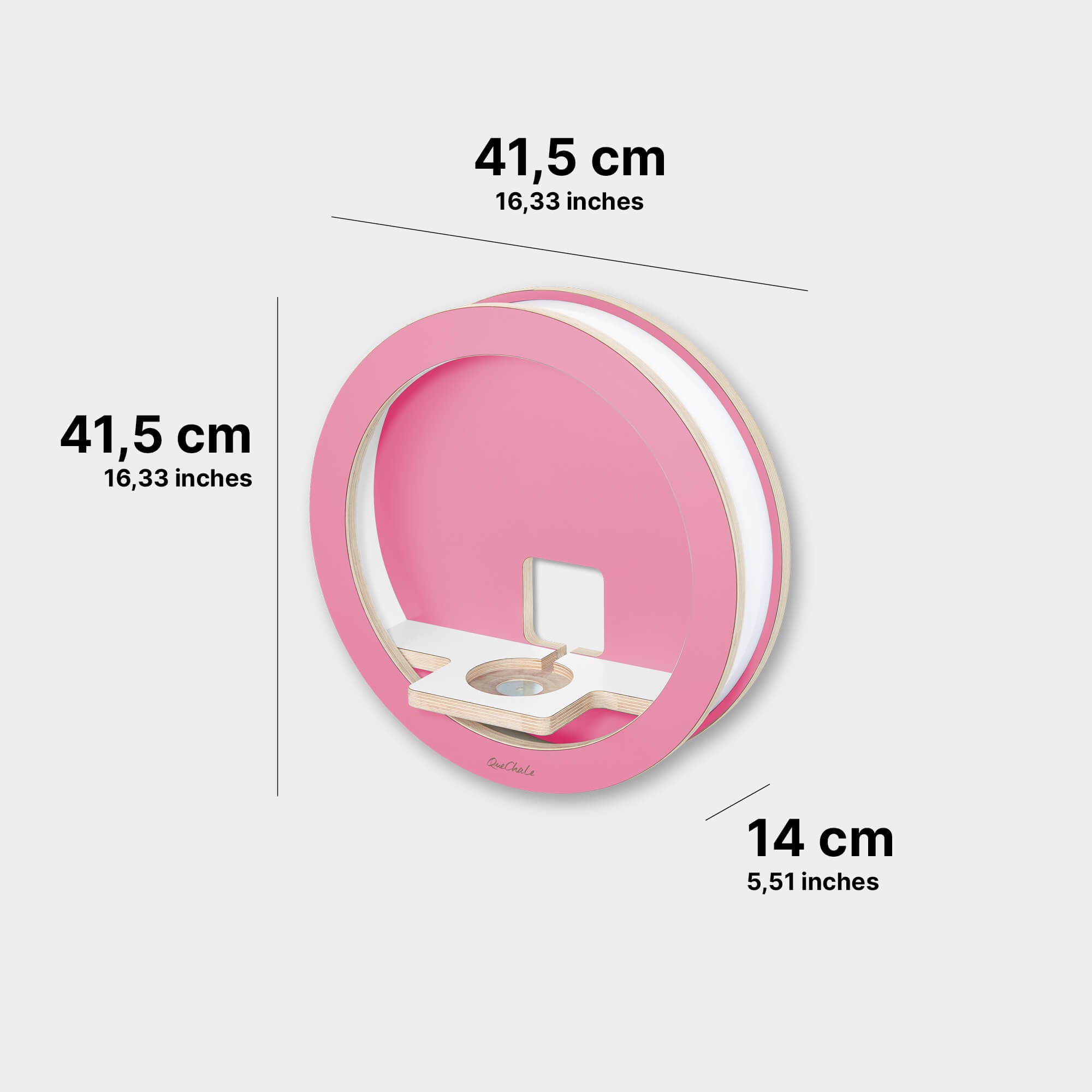 Die Abmessungen des Glück-Auf-Loop für Toniebox 1 und bis 80 tonies® in Fluffy Pink