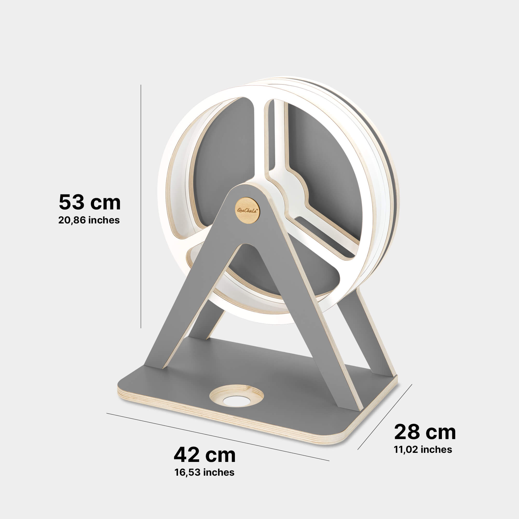 Dimensionen des Tonie-Regal Glück-Auf-Rad "Classic" in midnight grey für bis zu 120 tonies®