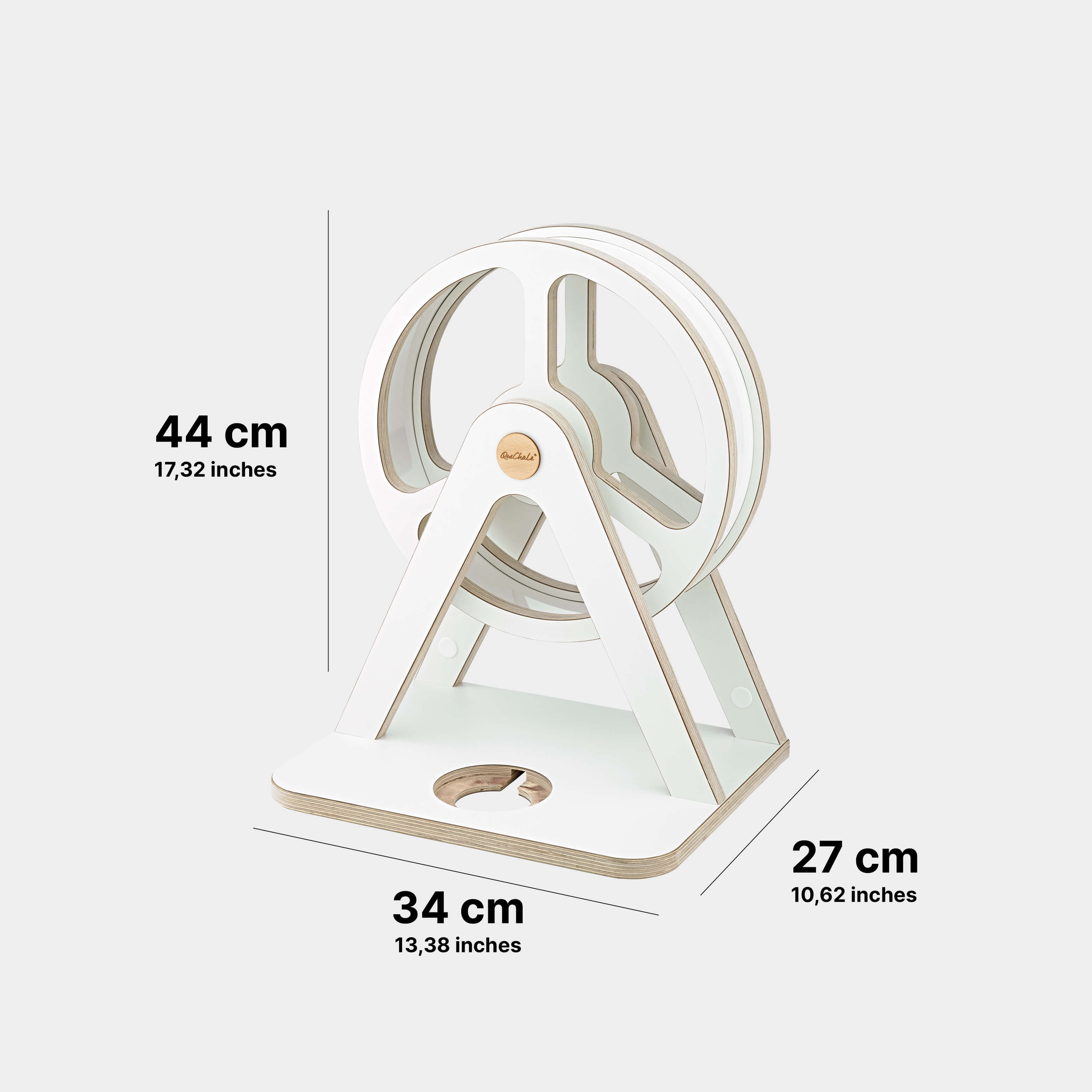 Skizze des Tonie-Regal Glück-Auf-Rad "Piccolo" in weiss für bis zu 70 Tonies® und Toniebox 1