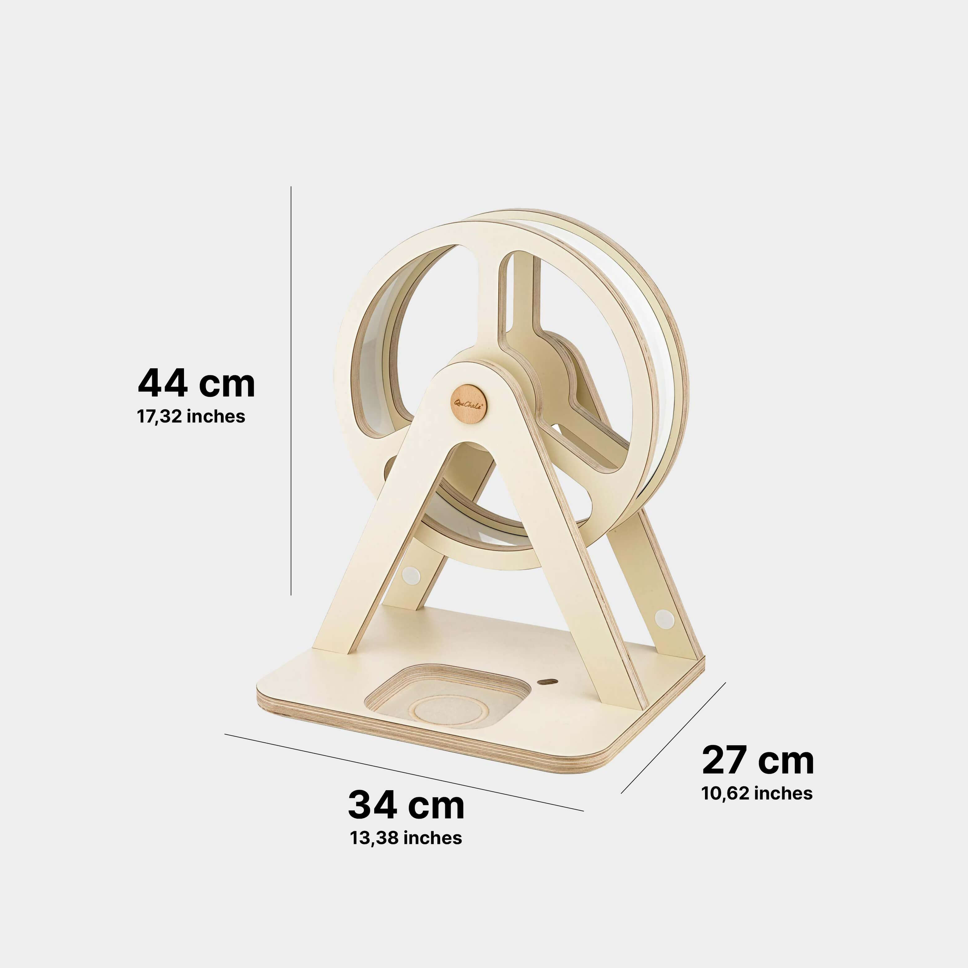 Abmesseungen des Glück-Auf-Rad "Piccolo" Tonie-Regal mit Tonies für Toniebox 2 in Cream de la Creme