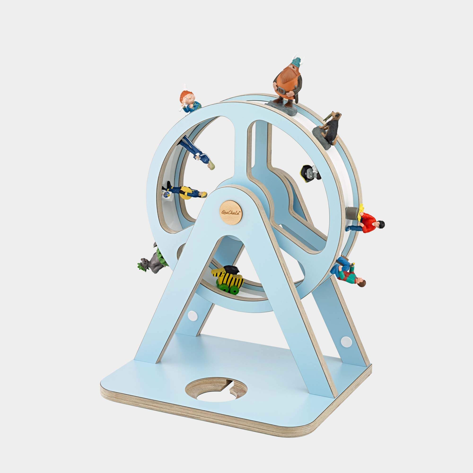 Hörspielfiguren auf dem Tonie-Regal Glück-Auf-Rad "Piccolo" in der Farbe Sky Blue