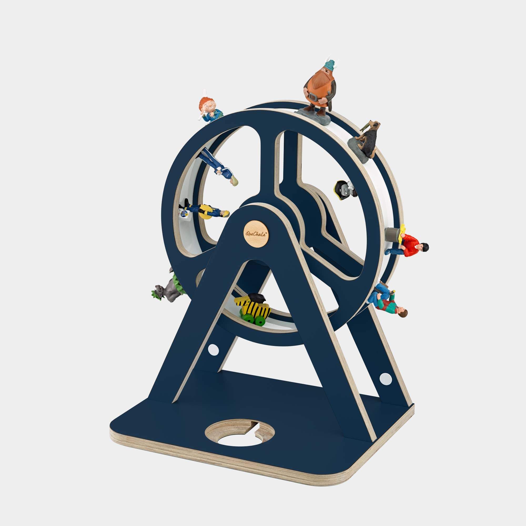 Seitenansicht des Glück-Auf-Rad "Piccolo"mit bis zu Tonies in Dunkelblau