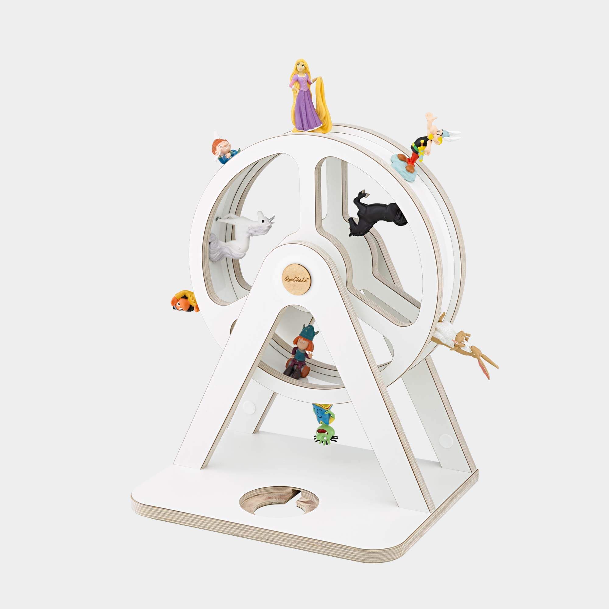 Verschiedene Tonies auf dem Glück-Auf-Rad "Piccolo" mit Toniebox 1