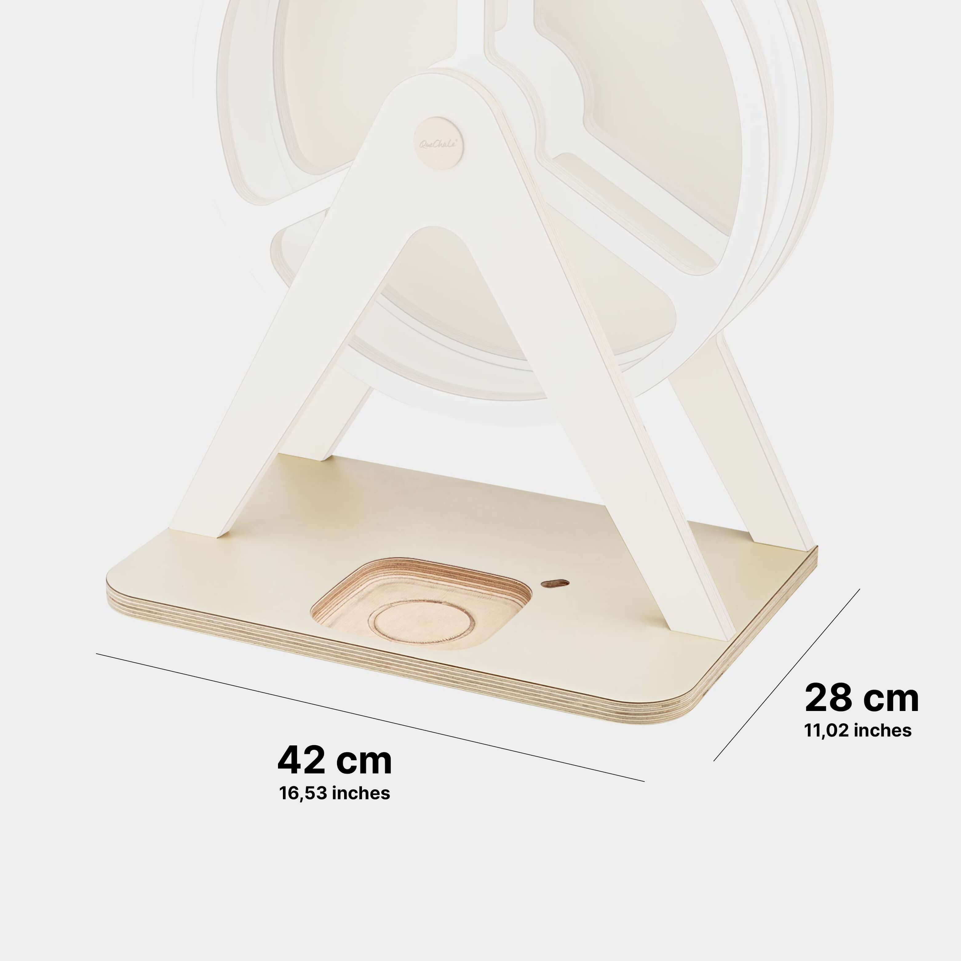 Abmessungen der Bodenplatte für Glück-auf-Rad Classic in Farbe Cream zur Nutzung der Toniebox 2 (retrofit)
