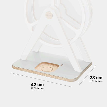 Abmessungen der Bodenplatte für Glück-auf-Rad Classic in Farbe Weiss zur Nutzung der Toniebox 2 (retrofit)