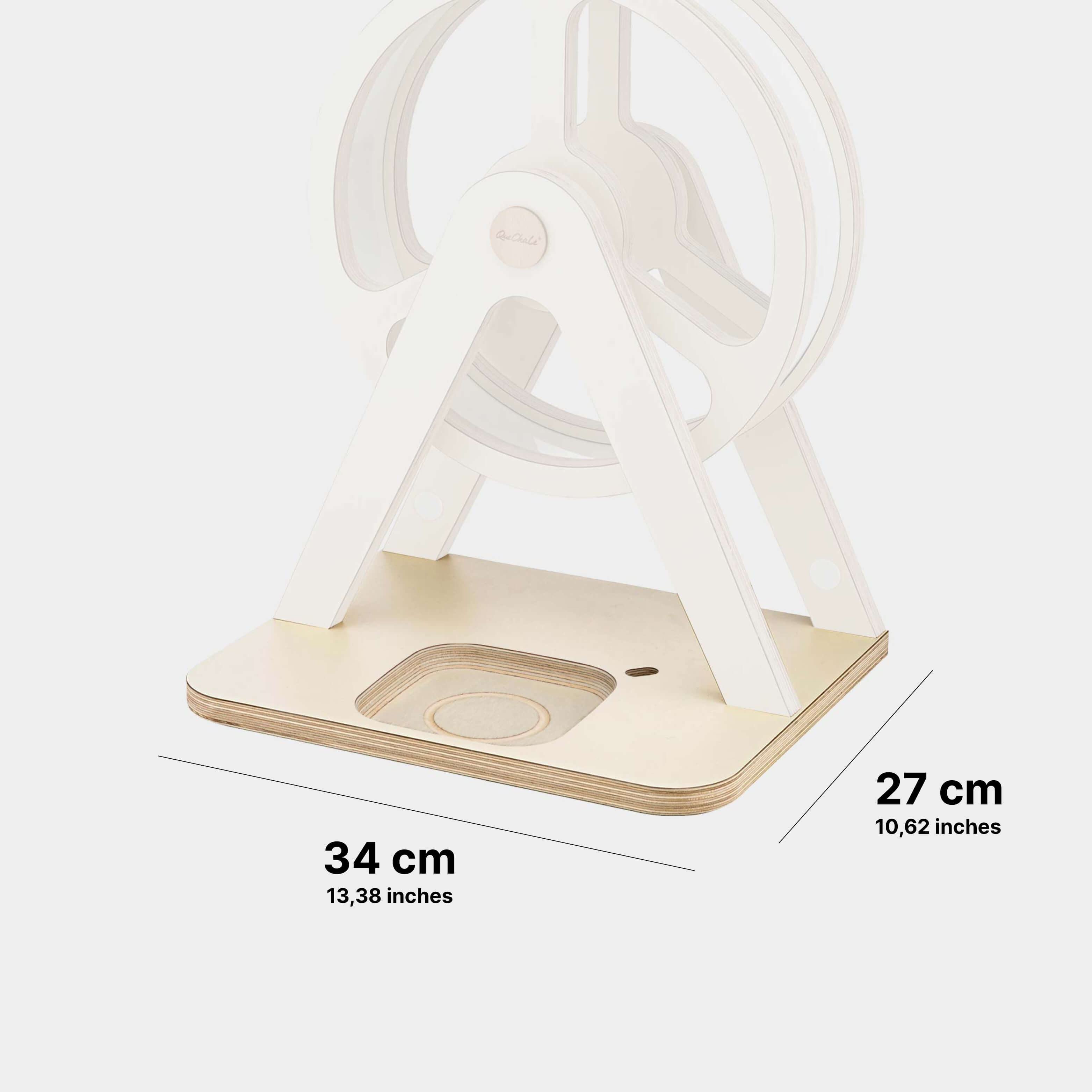 Abmessungen der Bodenplatte für Glück-auf-Rad piccolo in Farbe Cream zur Nutzung der Toniebox 2 (retrofit)