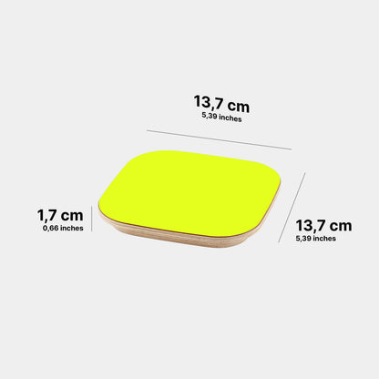 Die Masse des CoverCap Deckel für Toniebox 2 Regale in der Farbe Neon Yellow