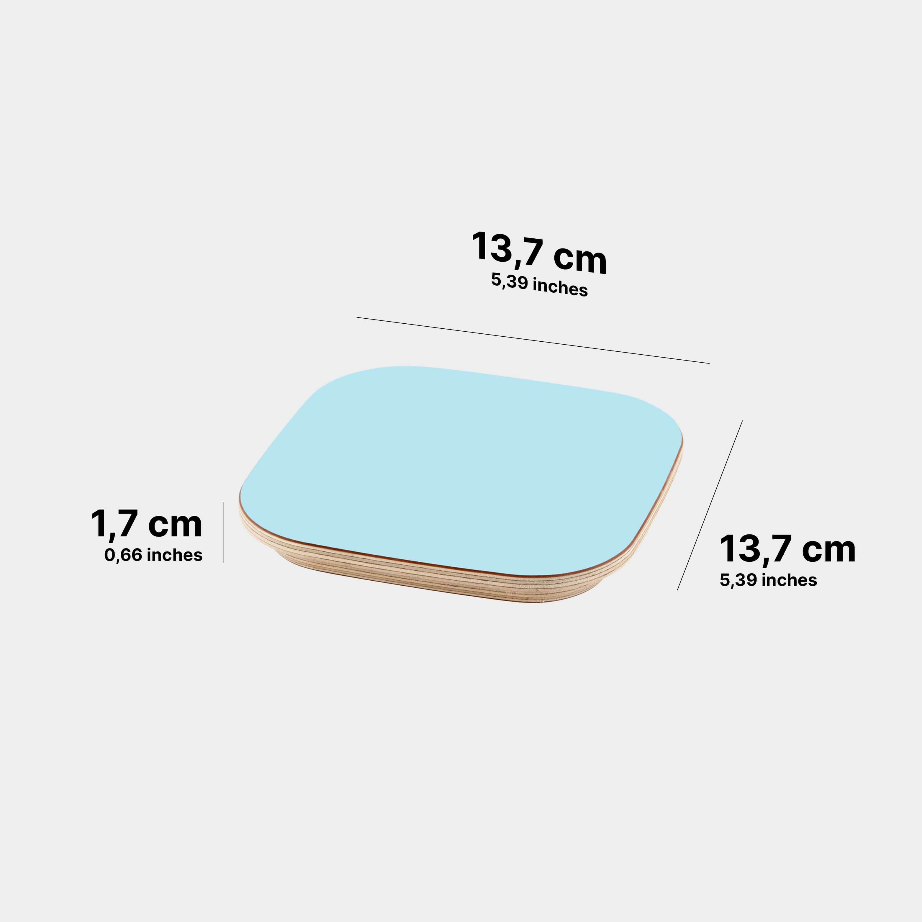 Die Masse des CoverCap Deckel für Toniebox 2 Regale in der Farbe Sky Blue