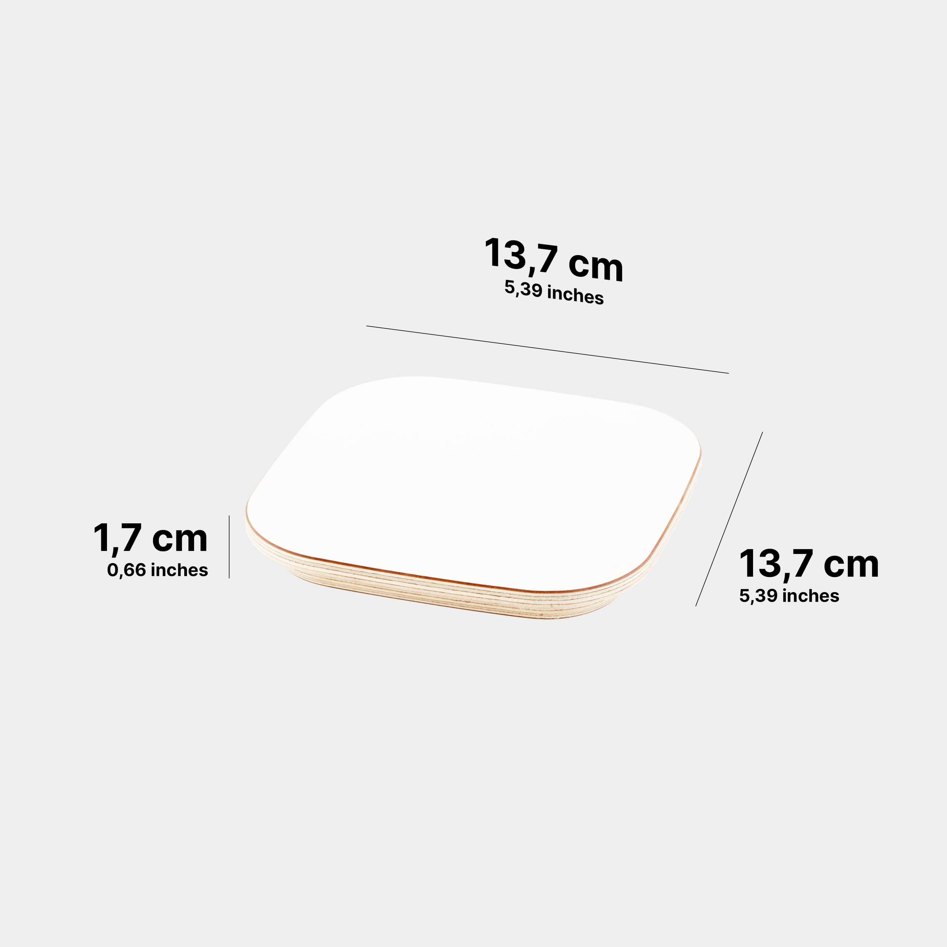 Die Masse des CoverCap Deckel für Toniebox 2 Regale in der Farbe Sensational White