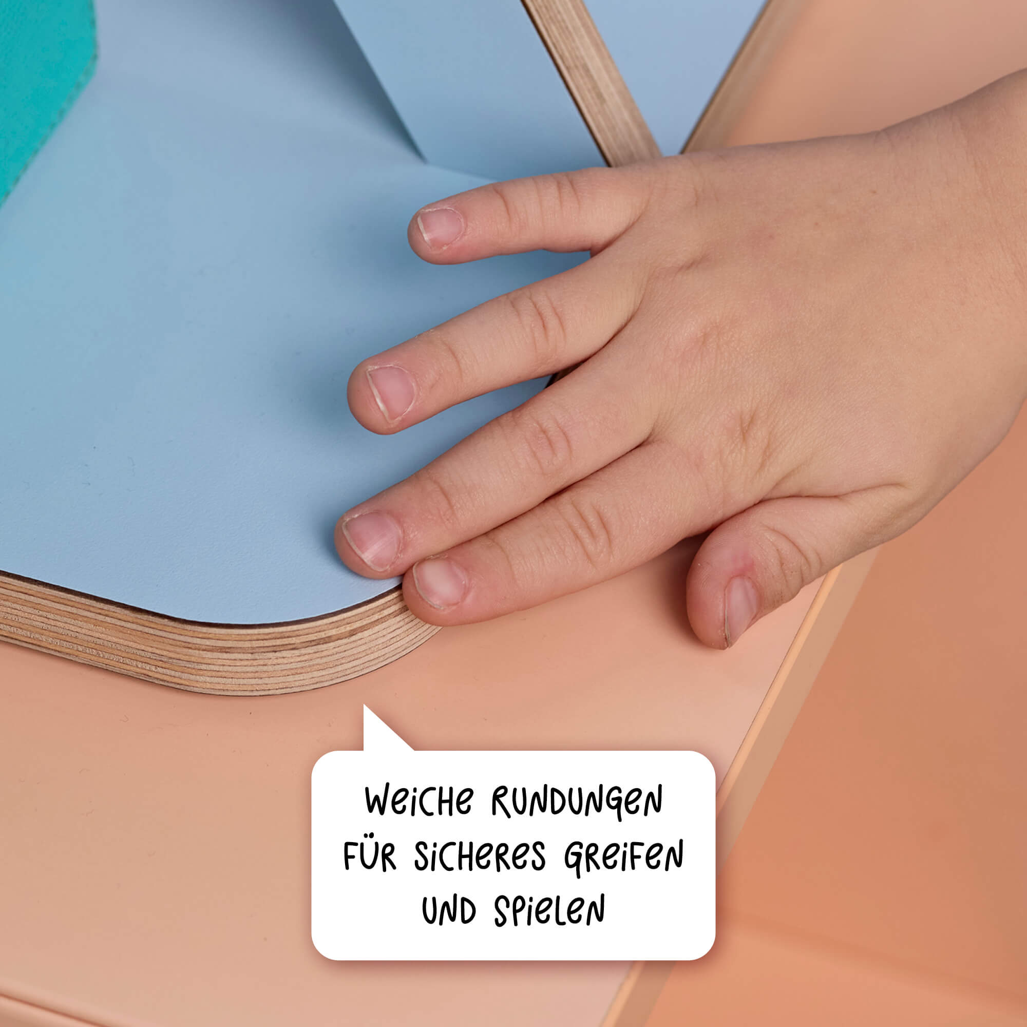 Abgerundete Kanten des Glück-auf-Rads sorgen für sicheres Spielen