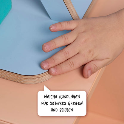 Abgerundete Kanten des Glück-auf-Rads sorgen für sicheres Spielen