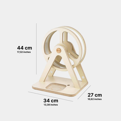 Abmesseungen des Glück-Auf-Rad "Piccolo" Tonie-Regal mit Tonies für Toniebox 2 in Cream de la Creme