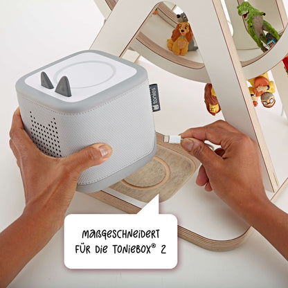 Jetzt neu: Das Glück-auf-Rad piccolo hat eine individuelle Ausfräsung für den sicheren Stand der Toniebox 2 inkl. Kabeldurchlass